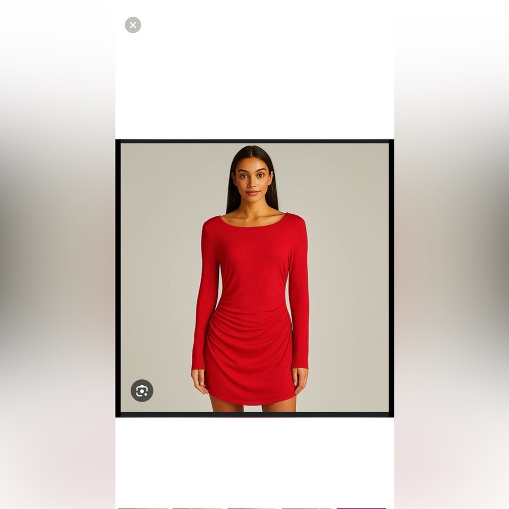Express Women's Ruched Long Sleeve Dress - Picture 7 of 7